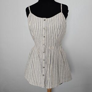 Ethereal Striped Button-Front Romper Skort Small